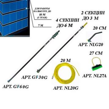 Комплект для мытья стекол на высоте до 10 м (3 этаж) nLite Beginner Plus