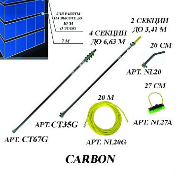 Комплект для мытья окон на высоте до 10 метров (3 этаж) nLite Beginner Carbon